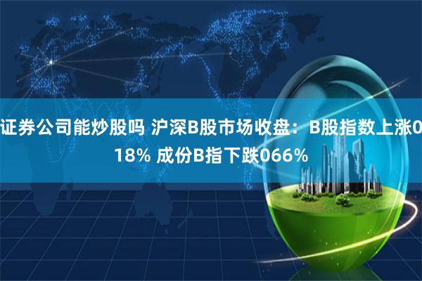 证券公司能炒股吗 沪深B股市场收盘：B股指数上涨018% 成份B指下跌066%