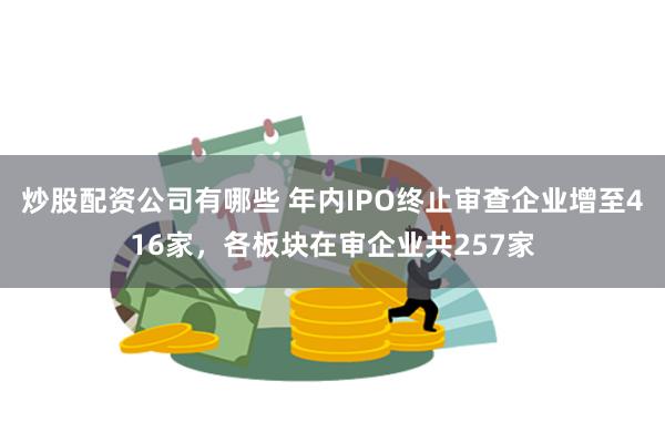 炒股配资公司有哪些 年内IPO终止审查企业增至416家，各板块在审企业共257家